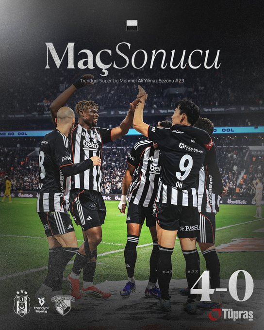 23日(韩国时间)，吴贤奎(9号)在土耳其伊斯坦布尔的土耳其普拉什体育场举行的2025~2026赛季土耳其许佩联赛第23轮主场比赛中，面对戈兹特佩进球庆祝。 =照片:贝西克塔什官方社交网络服务(SNS)