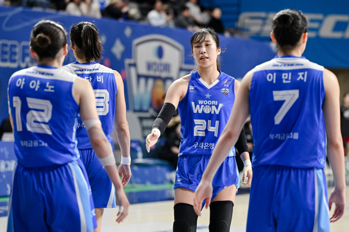 友利银行代表团。 =照片=WKBL提供。