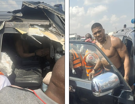 Anthony Joshua's car crash scene. /Photo = Daily Mail Source