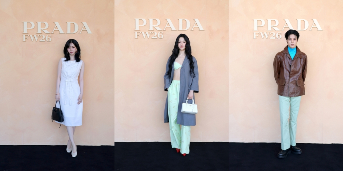 Espa Karina, Actor Kim Tae-ri, ATEEZ Woo Young (from left) / Photo courtesy = PRADA