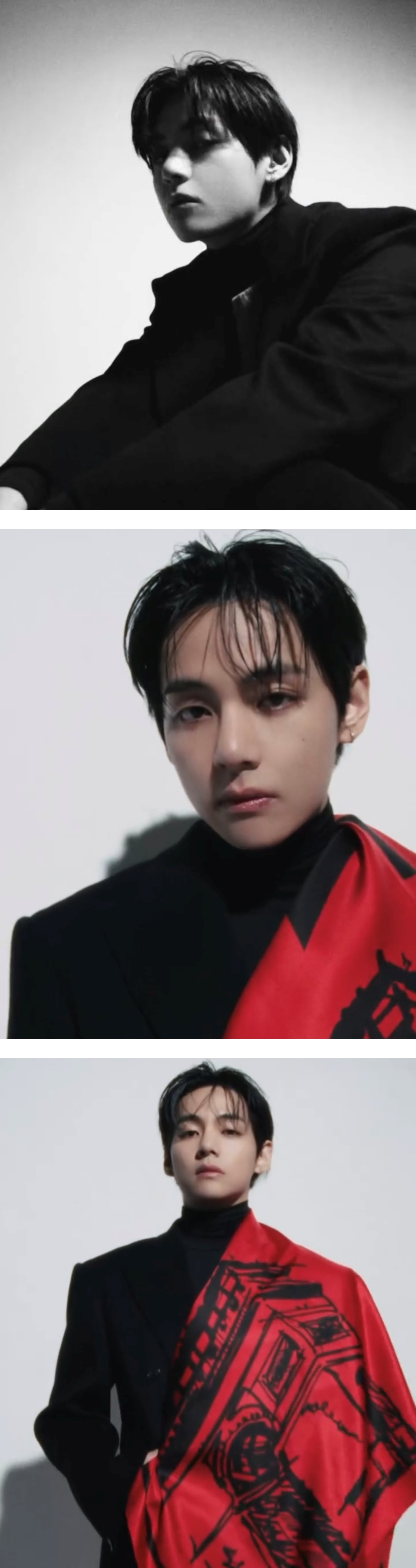 =防弹少年团成员V的照片墙。