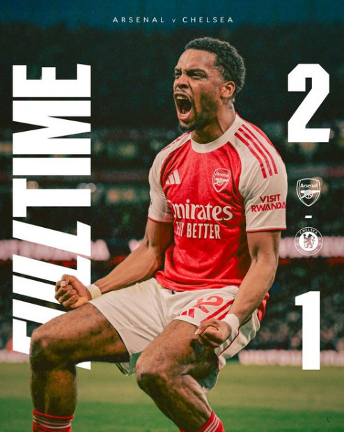 进球后咆哮的尤利安·蒂姆伯。 =照片=阿森纳官方SNS收尾。