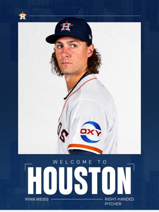 Houston announced the signing of Ryan Weiss on December 10 last year. /Photo = Houston Astros official SNS