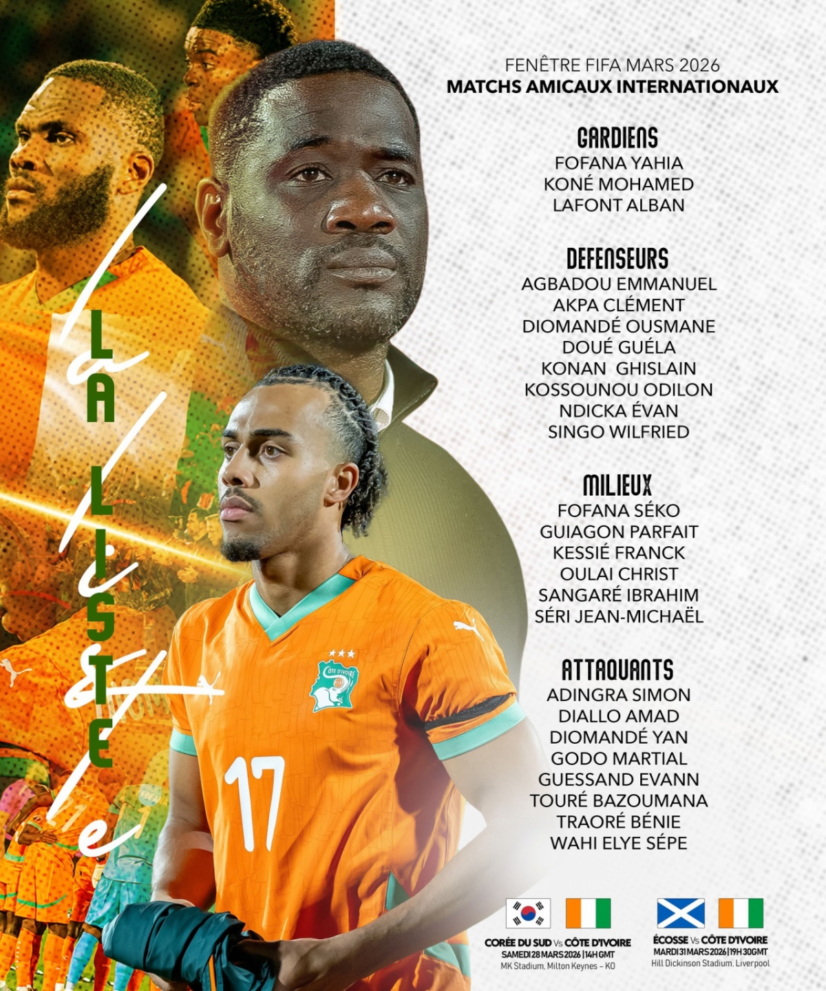 [오피셜] '韓 평가전 상대' 코트디부아르 명단 발표, 절반이 '유럽 빅리거'