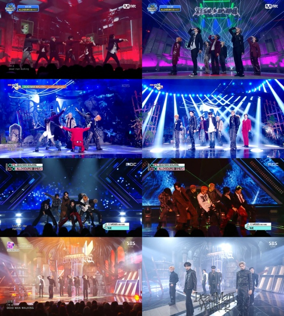 /写真=MNET「M COUNTDOWN」、KBS2TV「ミュージックバンク」、MBC「ショー! 「音楽中心」、SBS「人気歌謡」の放送画面