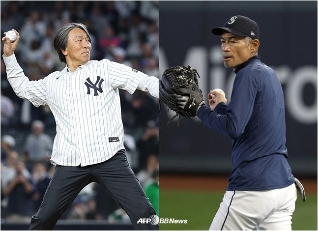 Hideki Matsui (trái) và Ichiro Suzuki. /AFPBBNews = Tin tức 1