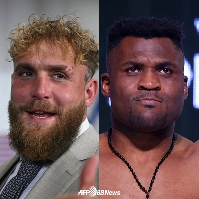 Джейк Пол (слева) и Фрэнсис Нгану. /AFPBBNews =Новости 1
