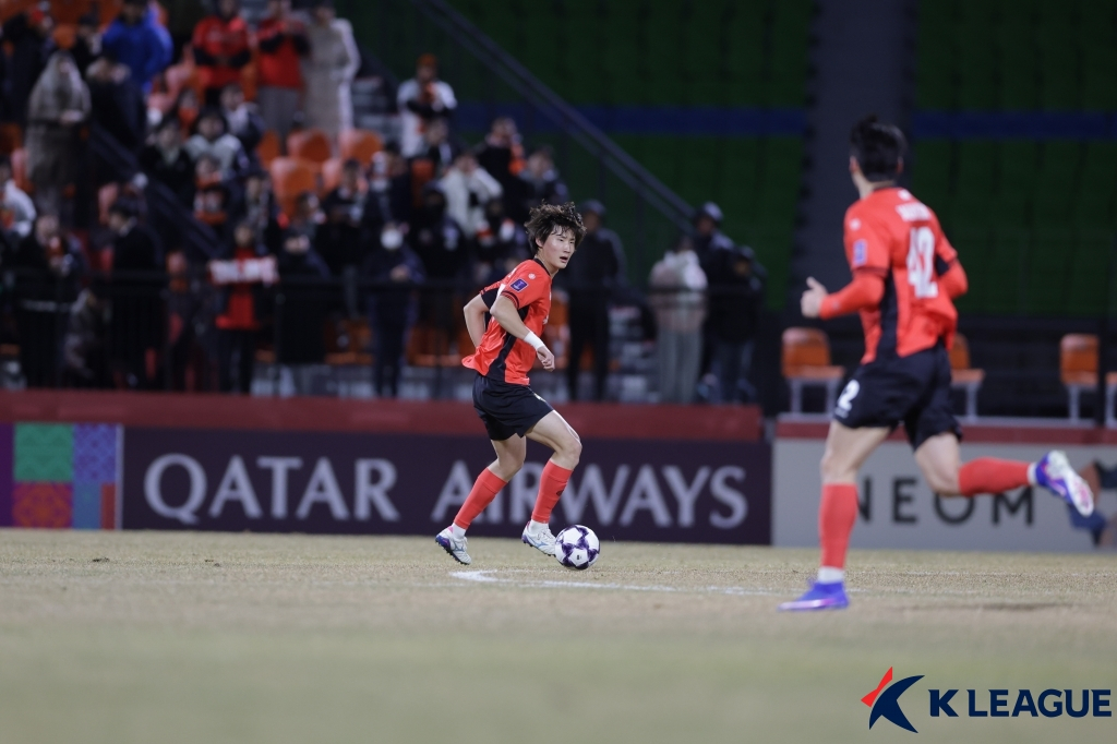 江原FC申敏夏。 =图为，韩国职业足球联盟提供。