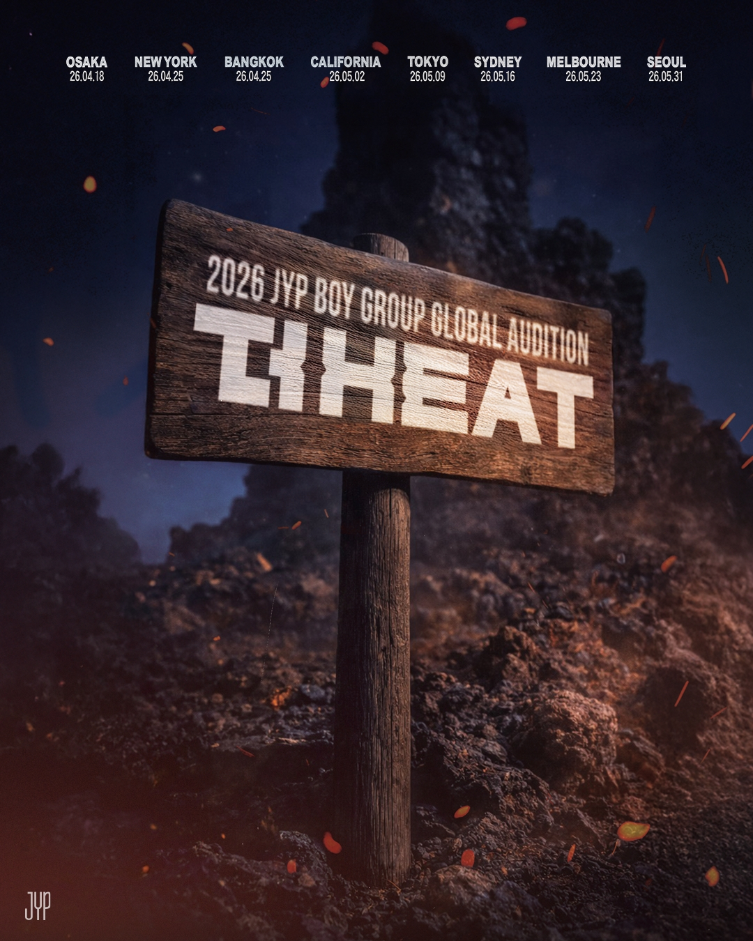 Poster audition của JYP Entertainment cho nhóm nhạc nam toàn cầu