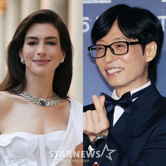 =左起为安-哈撒韦、刘在锡。