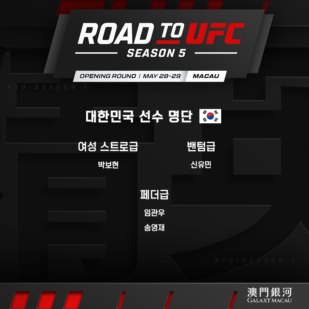 List of South Korean players competing in road to UFC Season 5. /Photo=UFC Official Offer