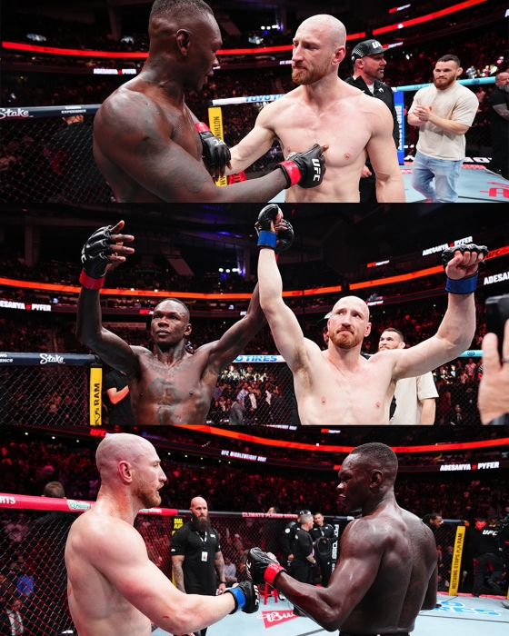 ジョー·パイパーとアデサンヤの試合後。/写真=UFC公式ソーシャル·ネットワーキング·サービス（SNS）