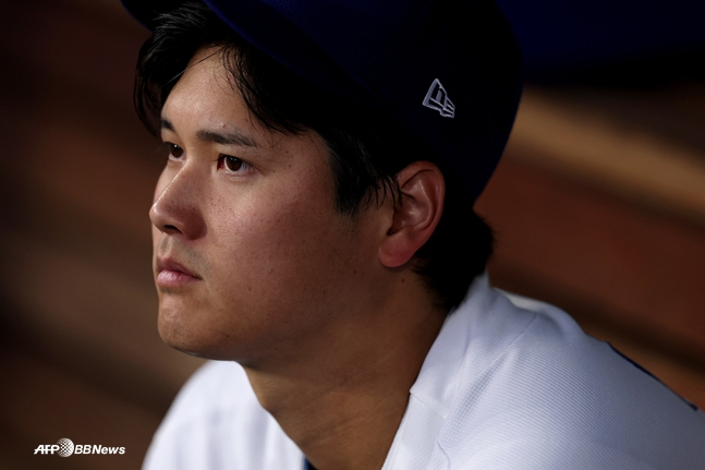 31日の試合を控えた大谷。 /AFPBBNews=ニュース1