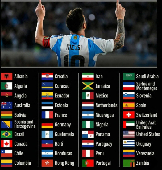 Lionel Messi ghi bàn trước 40 quốc gia. /Ảnh = Cap màn hình World Soccer Talk