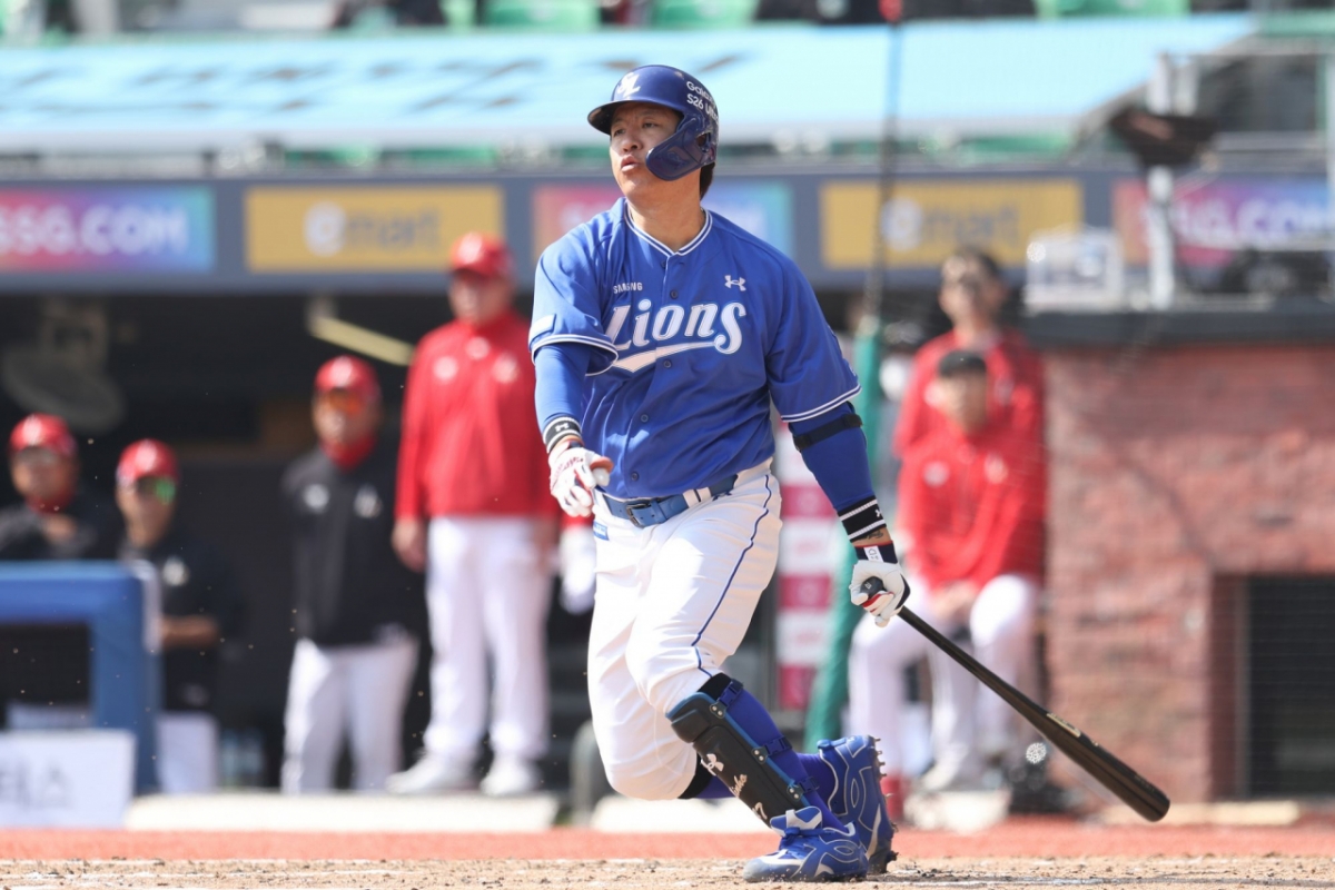 三星ライオンズの捕手、カン·ミンホ。 /写真=三星ライオンズ提供