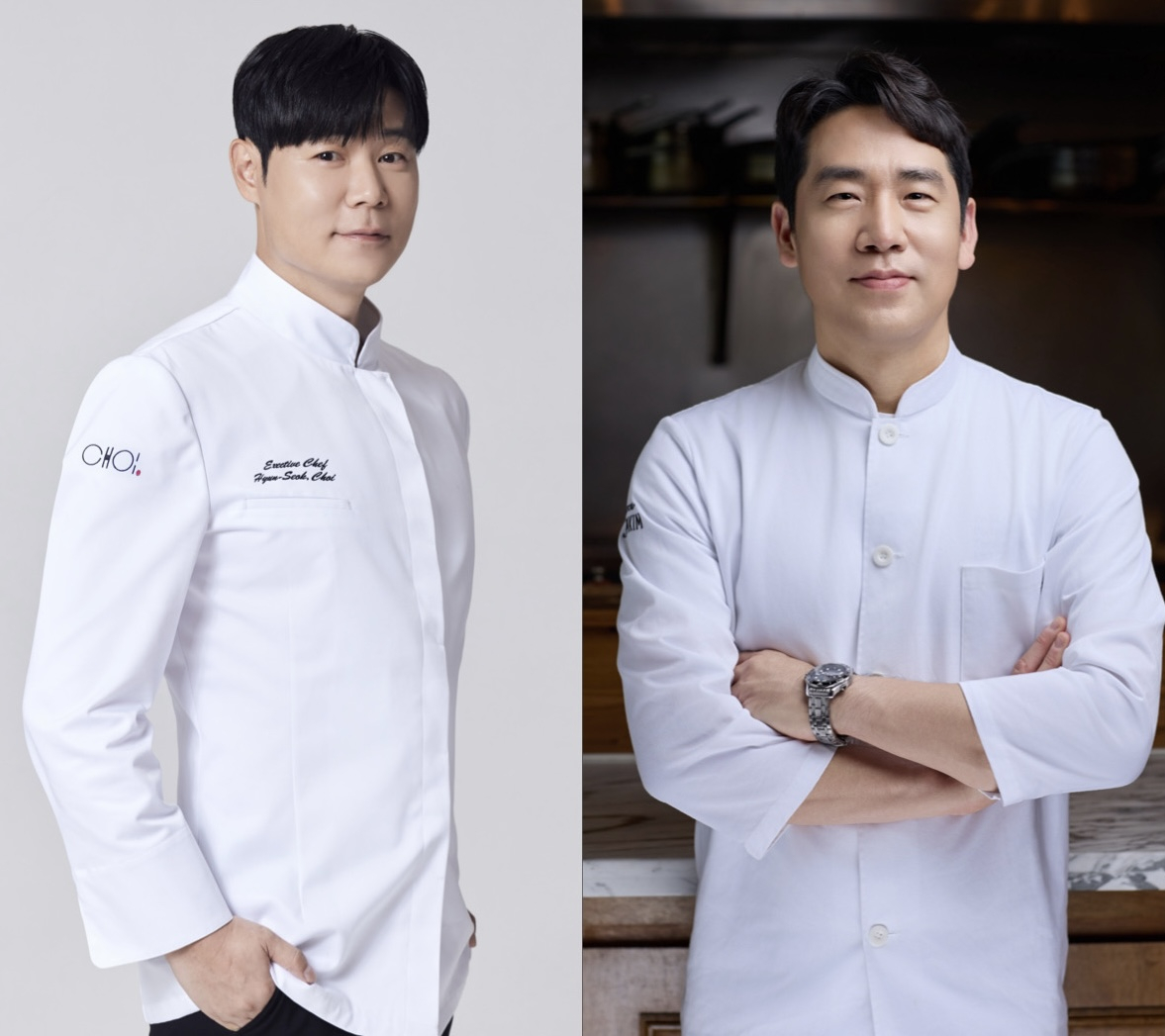 =图为，崔贤锡（左）和萨姆-金。