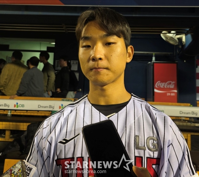 LG Woo Kang-hoon đã trả lời phỏng vấn với chiến thắng trong trận đấu với Jamsil KIA vào ngày 2. /Ảnh = Phóng viên Kim Dong Yoon