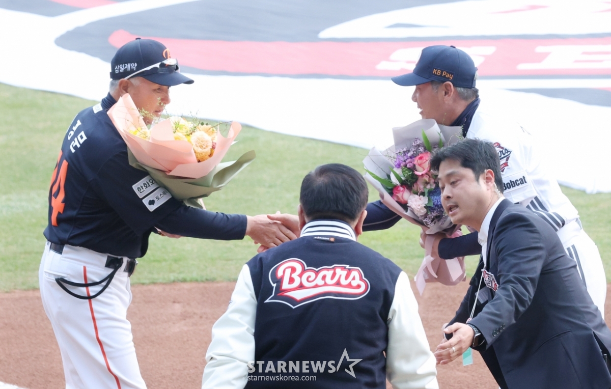 [포토] 김경문-김원형 '굿게임'