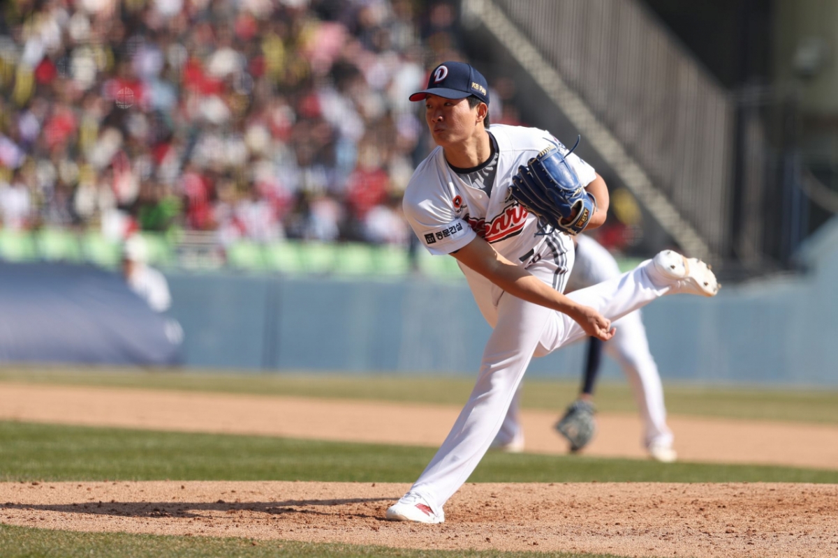 Cầu thủ ném bóng Choi Min Seok của Doosan Bears. /Ảnh = Doosan Bears cung cấp
