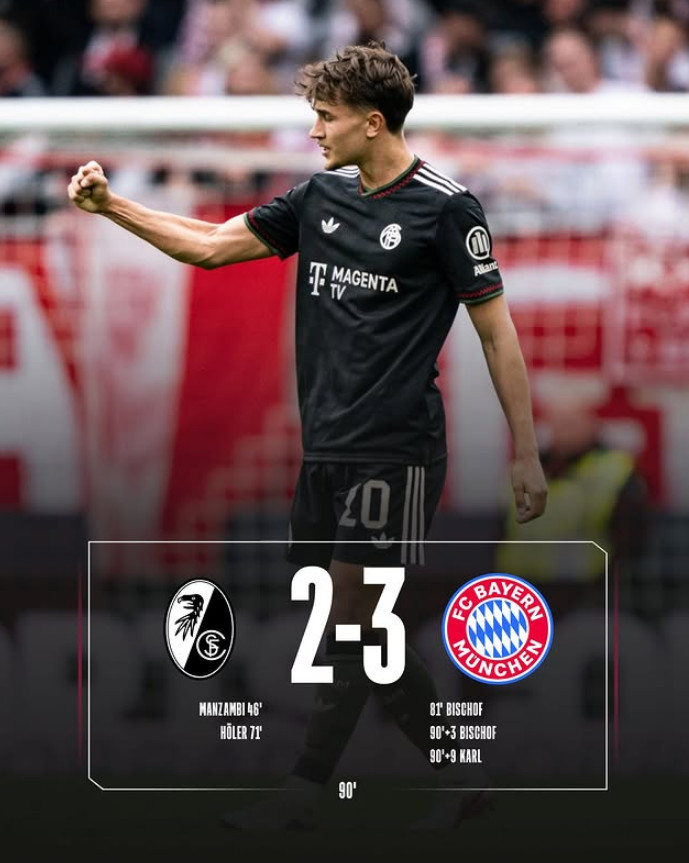 Bayern Munich came from behind to win 3-2 in Freiburg's 2025-2026 German Bundesliga 28th round away at the Europa Park Stadion in Freiburg, Germany on the 4th (Korea time). /Photo = Bayern Munich official SNS Source