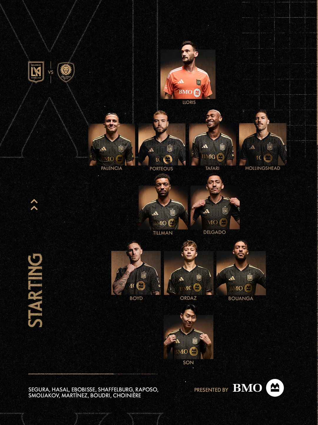 LAFC's starting lineup against Orlando City in the sixth round of the U.S. Major League Soccer./Photo = LAFC SNS Capture