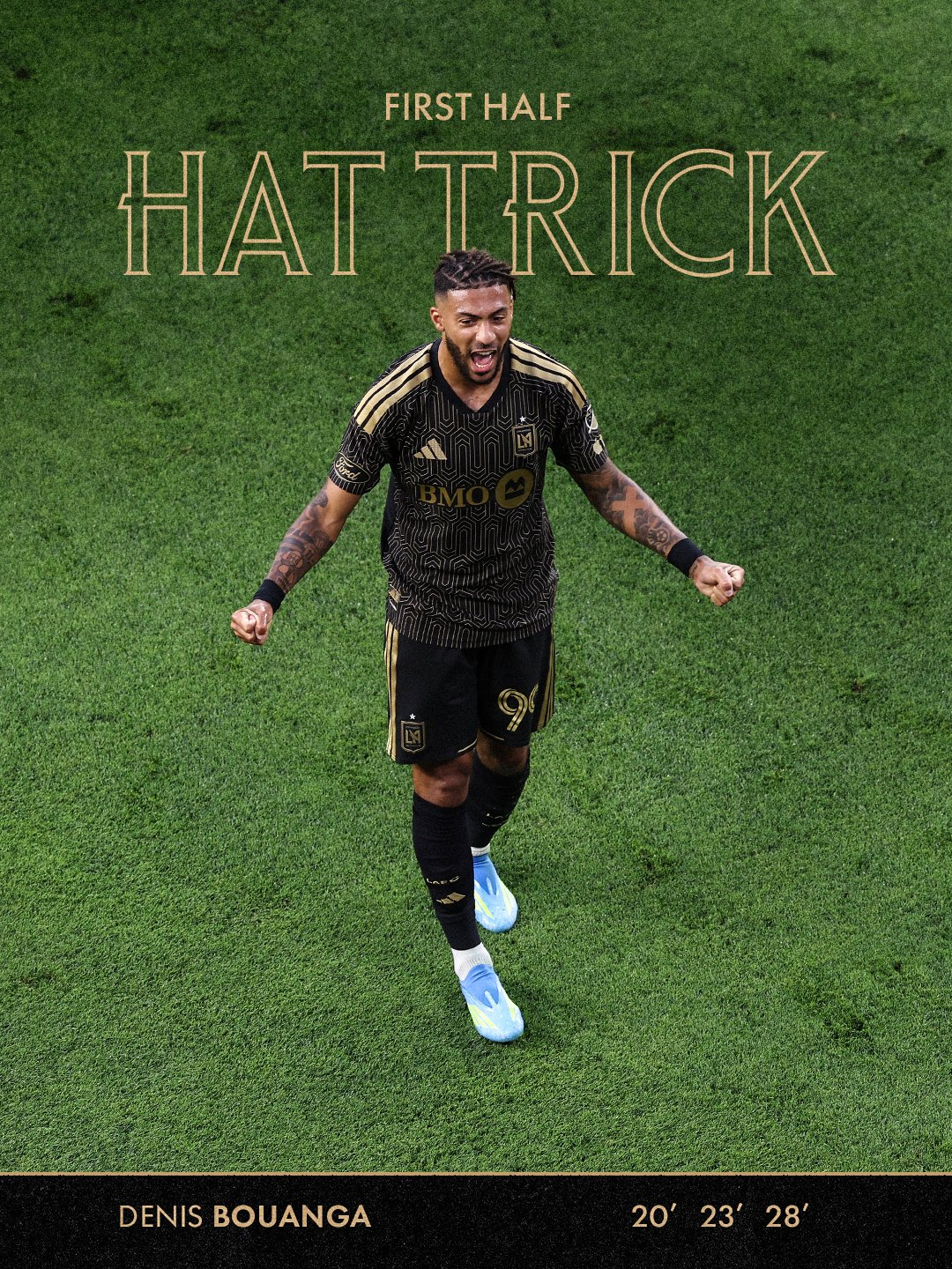 5日在与奥兰多城队的比赛中，在上半场上演帽子戏法的洛杉矶FC队的德尼•布昂加。 3个进球都是孙兴慜的助攻。 =照片=LAFC的SNS截图。