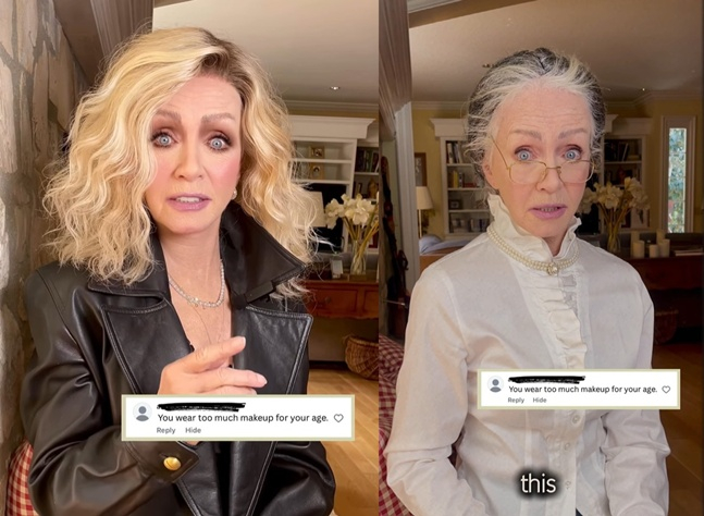 Донна Миллс изменилась после того, как представила комментарий, в котором говорилось: «Это слишком толстый макияж, чтобы соответствовать возрасту», и спросила: «Можно ли мне вот так макияж?» / Фото: instagram@thedonnamills