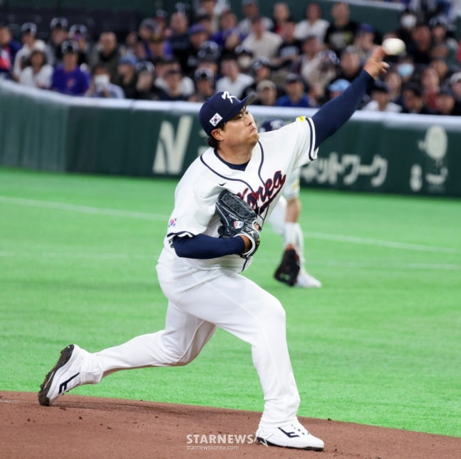 Ryu Hyun-jin, người đã chơi trong trận đấu với WBC Đài Loan được tổ chức tại Tokyo, Nhật Bản vào tháng 3. /Ảnh = Phóng viên cao cấp Kang Young Jo