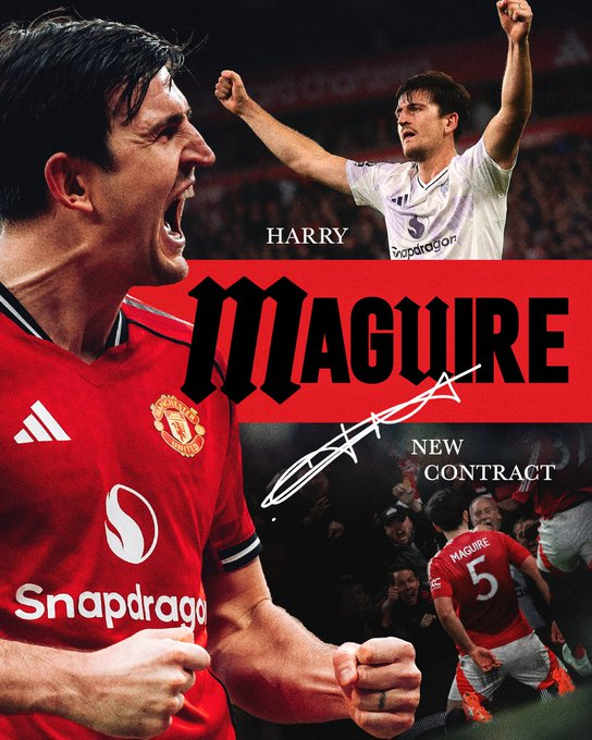 Harry Maguire's official poster to re-sign with Manchester United. /Photo = Manchester United Official Social Network Service (SNS)