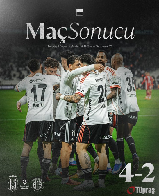  Be식ikta시는 đã giành chiến thắng 4-2 trong trận đấu trên sân nhà vòng 29 của giải đấu Turkiye Scheffer League 2025-2026 với Antaliaspor tại sân vận động Typhrache ở Istanbul, Thổ Nhĩ Kỳ vào sáng ngày 11 (giờ Hàn Quốc). /Ảnh = Cap màn hình SNS chính thức của Basiktashi