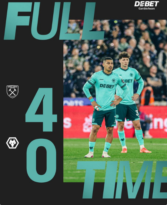 Wolverhampton was completely defeated 0-4 in the 32nd round of the "2025-2026 English Premier League" against West Ham at London Stadium in London, England, on the morning of the 11th (Korea Standard Time). /Photo = Wolverhampton's official SNS Source