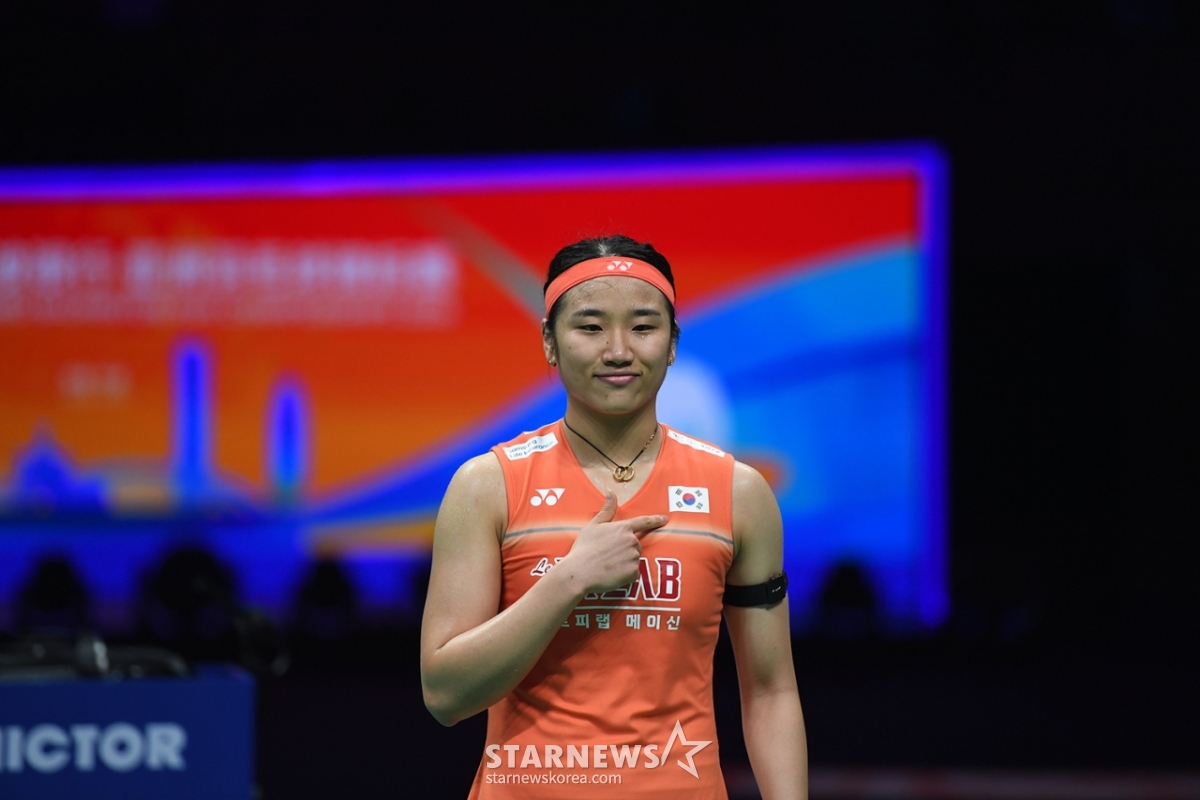 2026アジアバドミントン選手権大会の女子シングルスで優勝したアン·セヨン。 /ロイター=ニュース1