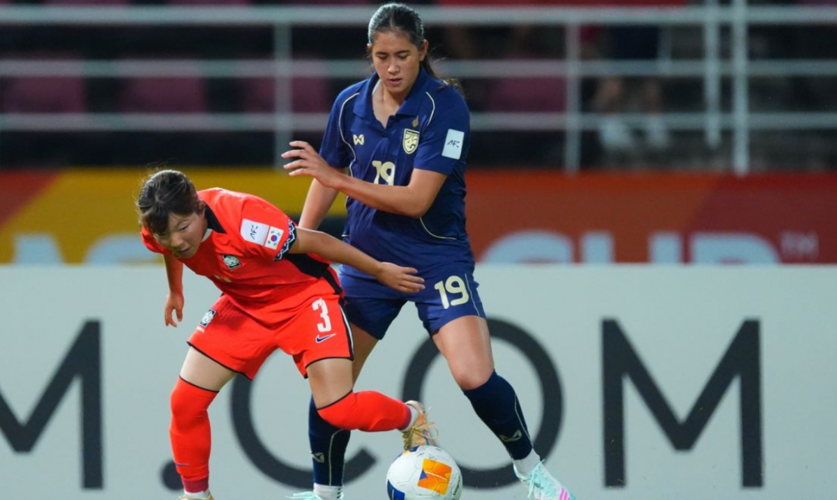 图为，12日（韩国时间）在泰国巴吞他尼的坦马山体育场举行的2026亚洲足球联盟（AFC）20岁以下（U-20）女子亚洲杯韩国队与泰国队的比赛。 =照片=亚足联提供。