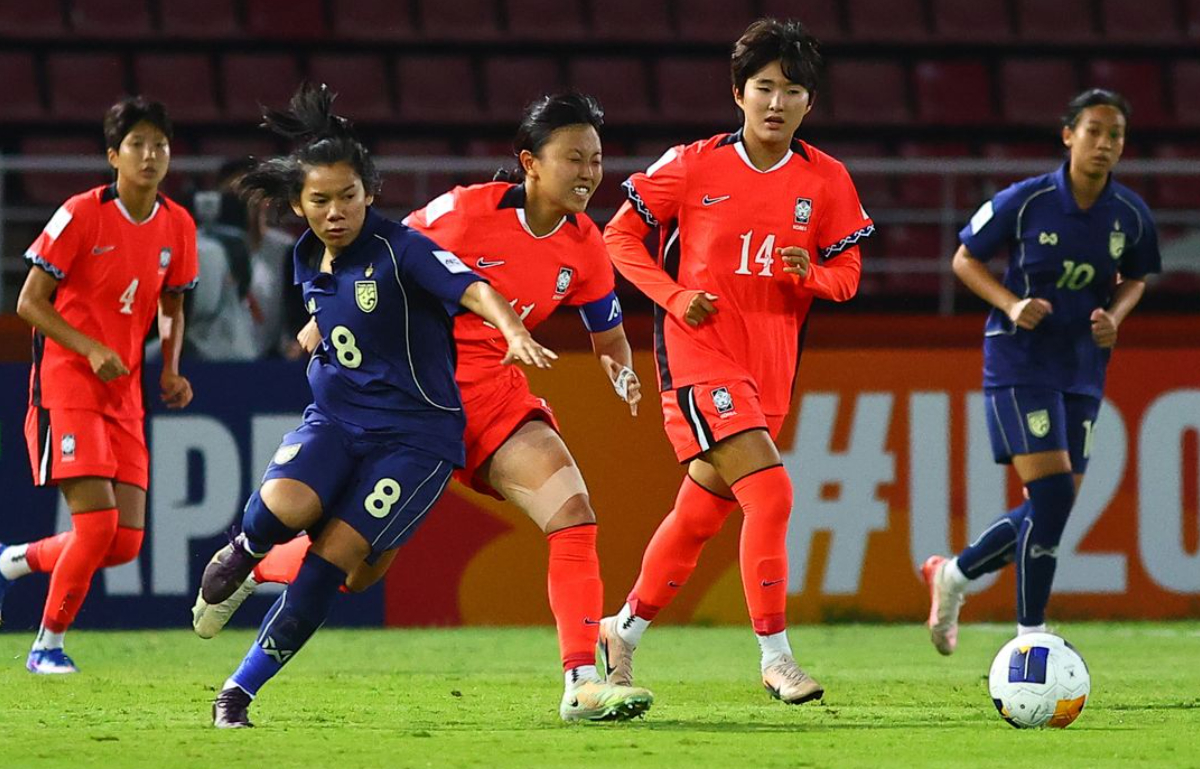 图为，12日（韩国时间）在泰国巴吞他尼的坦马山体育场举行的2026亚洲足球联盟（AFC）20岁以下（U-20）女子亚洲杯韩国队与泰国队的比赛。 =照片=亚足联提供。