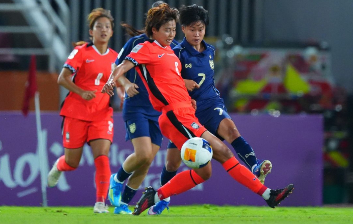 图为，12日（韩国时间）在泰国巴吞他尼的坦马山体育场举行的2026亚洲足球联盟（AFC）20岁以下（U-20）女子亚洲杯韩国队与泰国队的比赛。 =照片=亚足联提供。