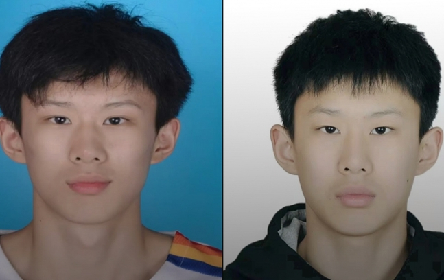 現在、中国の18歳代表チームに招集されたリーザー（左）と現在は選手として活動していないというチャン·ハンボ。/写真=中国のタイタンスポーツキャプチャー