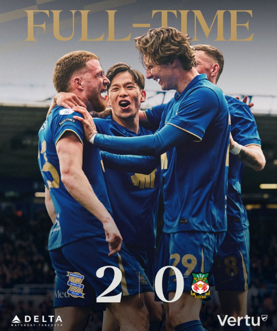  Birmingham won 2-0 at home in the 42nd round of the "2025-2026 English Professional Football Championship (second division)" against Wrexham at St Andrews @Nighthead Park in England on the 13th (Korea time). Pictured are delighted Birmingham players. /Photo = Birmingham City Official SNS Source