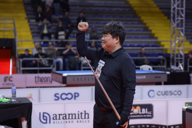 Cho Myung-woo đã giành chiến thắng trong trận chung kết World Cup cushion Bogota 3 được tổ chức tại Colombia vào ngày 13 và đang nắm chặt nắm đấm. /Ảnh = Cung cấp SOOP