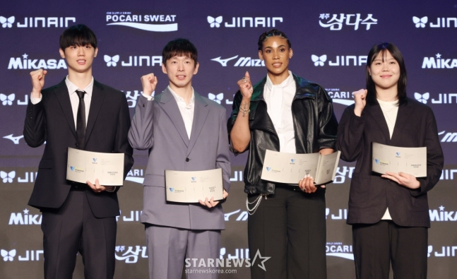 (From left) Lee Woo-jin, Han player, Gisele Silva, and Lee Ji-yoon. /Photo = Senior Reporter Kim Jin-kyung