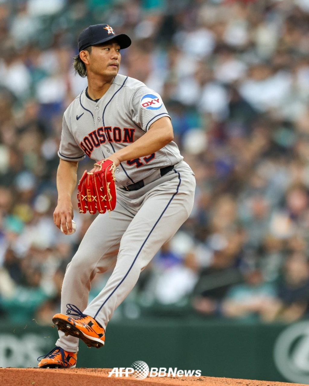 休斯顿太空人队的日本投手今井孝哉。 =法新社BBNews=新闻1。