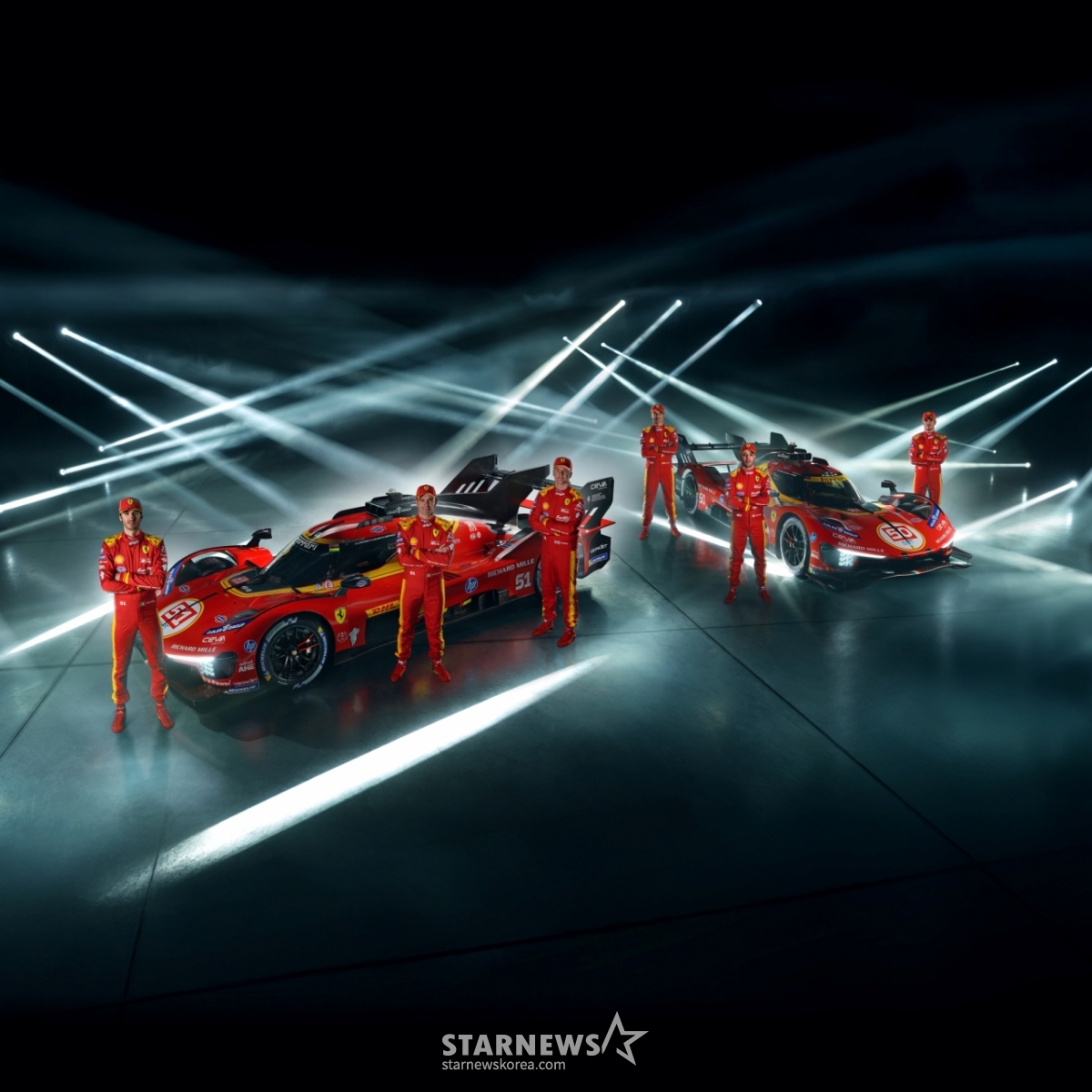 Ferrari 499P (from left: Antonio Giovanni, Alessandro Pierre Guidi, James Calado, Miguel Molina, Antonio Puoco, Nicklas Nielsen/photo courtesy of Ferrari Korea) =