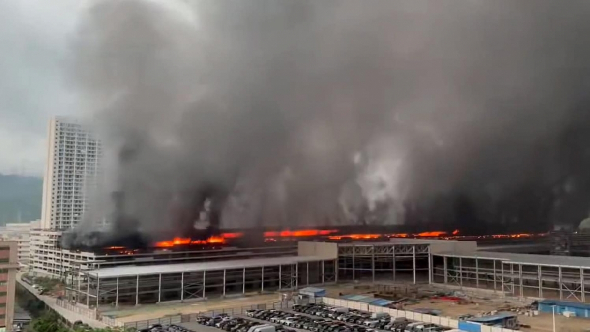 BYD vehicles engulfed in fire