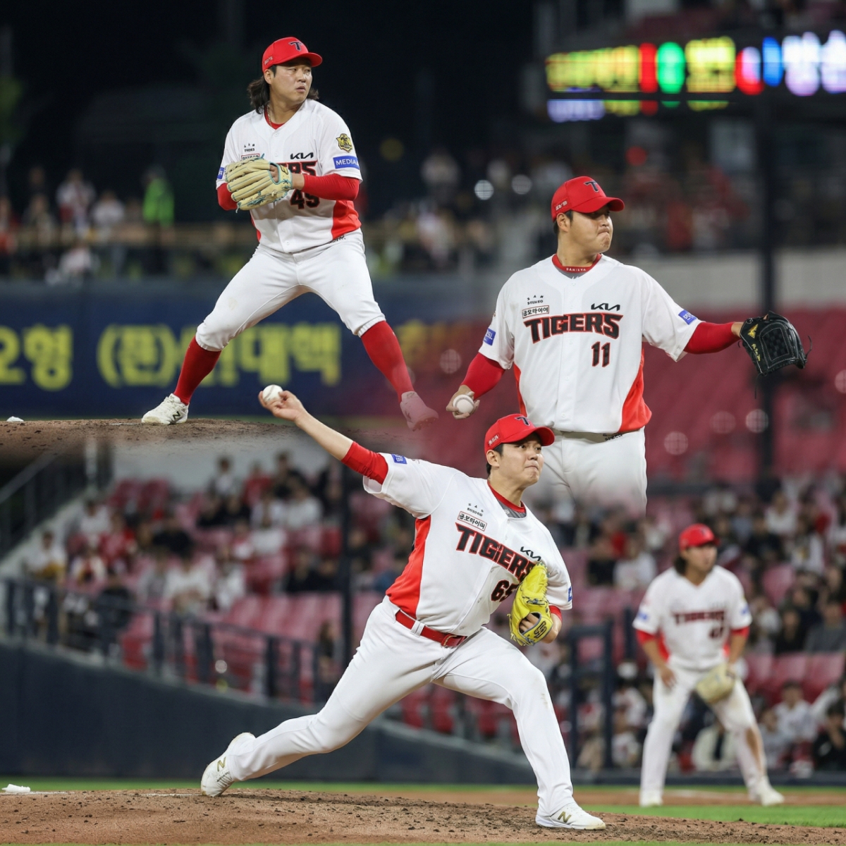 (From top to bottom) Kim Bum-soo, Jo Sang-woo, and Sung Young-tak. /Photo = Synthesizing AI with images provided by KIA Tigers 