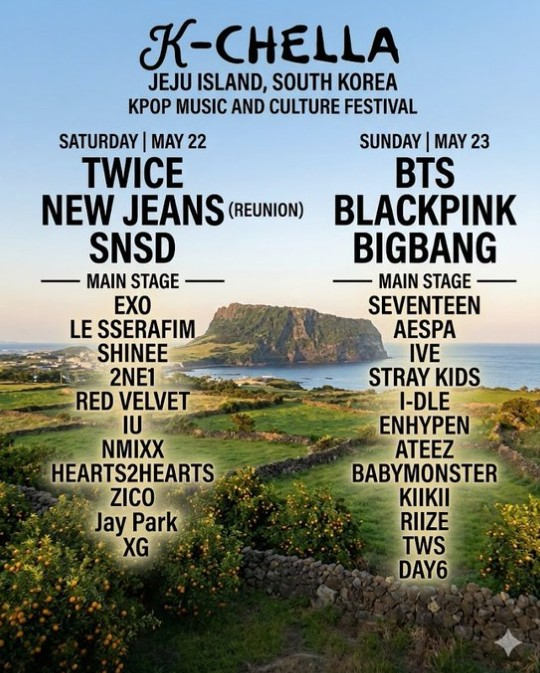 Poster giả tưởng của fan hâm mộ đăng tải trên tin tức Coachella phiên bản Hàn Quốc / X@stupiff