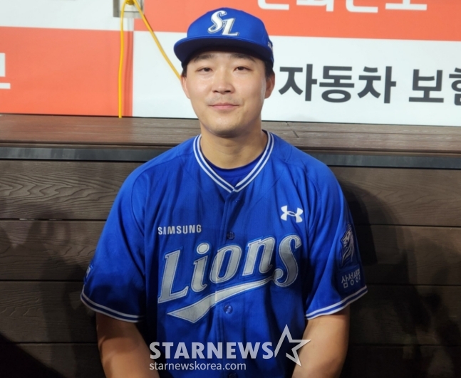Samsung's Jeon Byeong-woo is giving an interview to reporters after securing a victory on the 16th. /Photo=Reporter Ahn Ho-geun