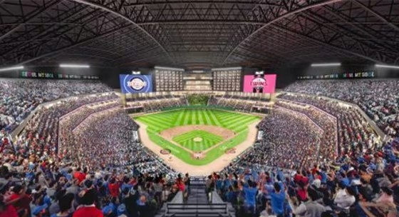作为蚕室体育·MICE综合开发事业之一,将新建在现有蚕室棒球场位置的尖端圆顶棒球场室内俯视图。 =照片:首尔市。