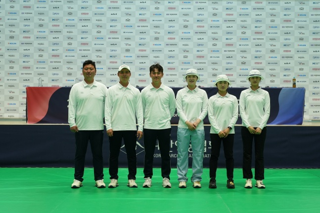South Korea's recurve archery national team competing at the 2026 Asian Games. /Photo=Korea Archery Association