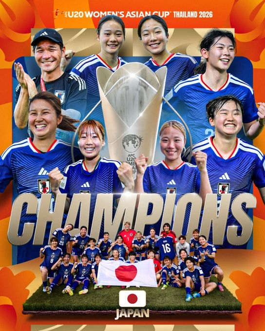 Poster commemorating Japan's 2026 AFC U-20 Women's Asian Cup victory. /Photo=Archive from AFC Women's Football SNS