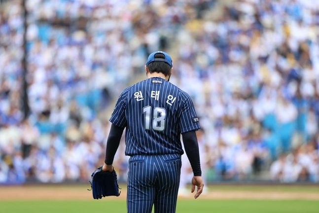 Won Tae-in looking disappointed. /Photo=Samsung Lions
