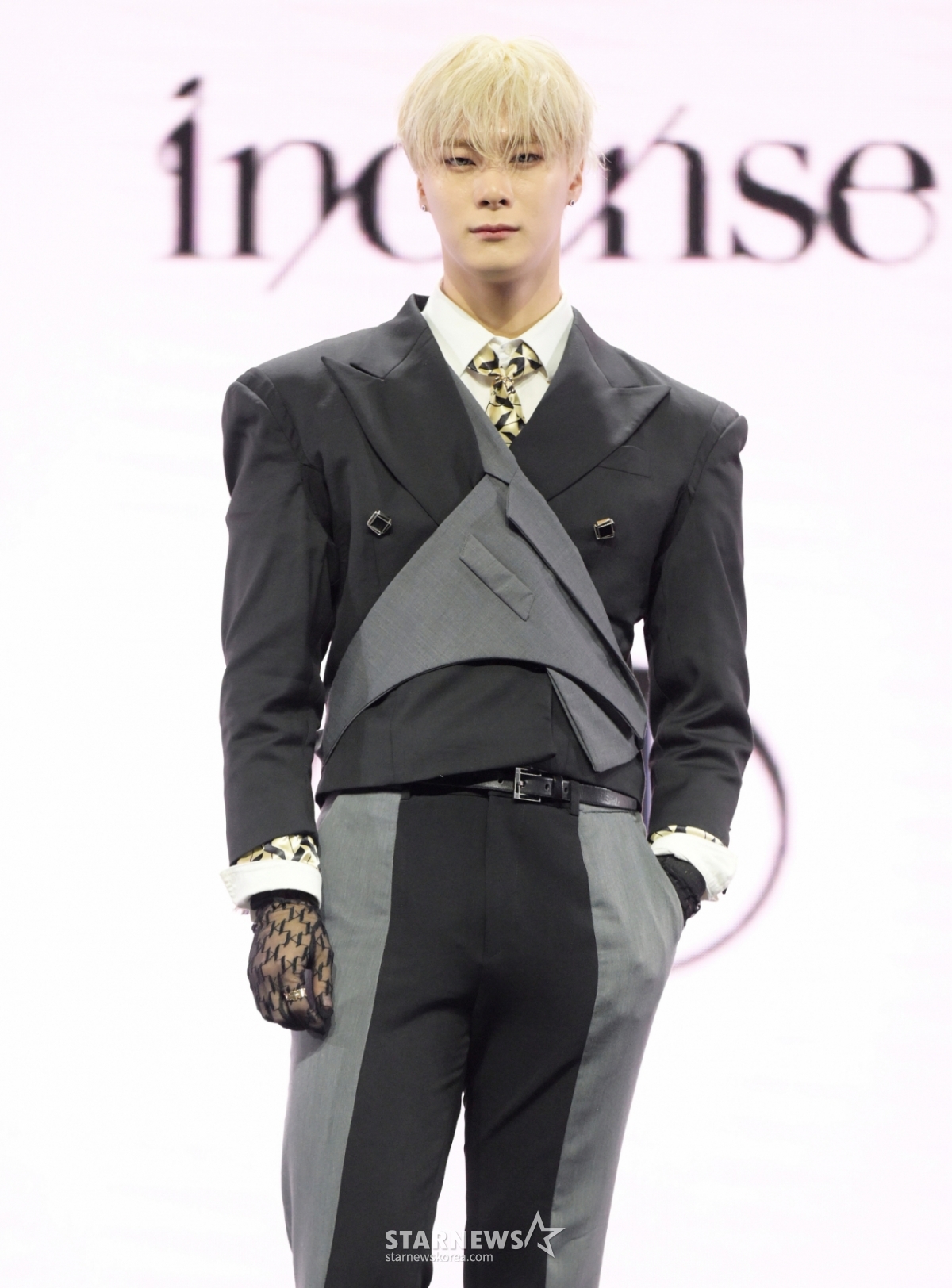 Astro member Moon Bin poses during a showcase held at Yes24 Live Hall in Gangnam-gu, Seoul, on the afternoon of the 4th to commemorate the release of his third mini-album "INCENSE." the 4th, 2023.